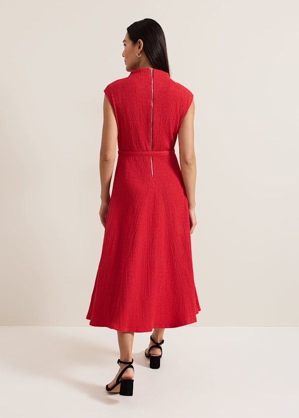 Ofelia Red Jersey Textured Dress