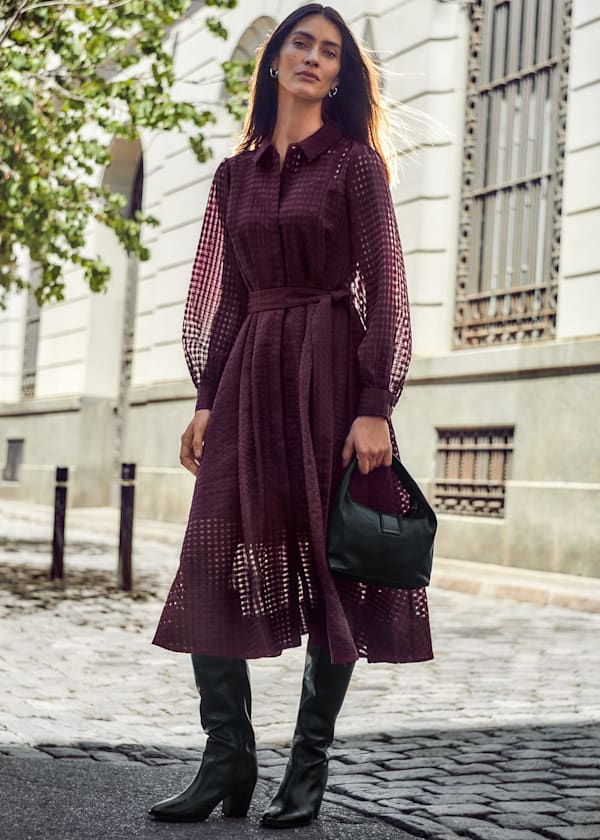 Natalie Burgundy Shirt Dress