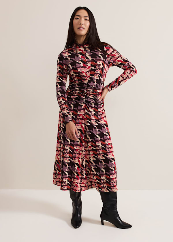 Harrie Dogtooth Colourful Jersey Dress
