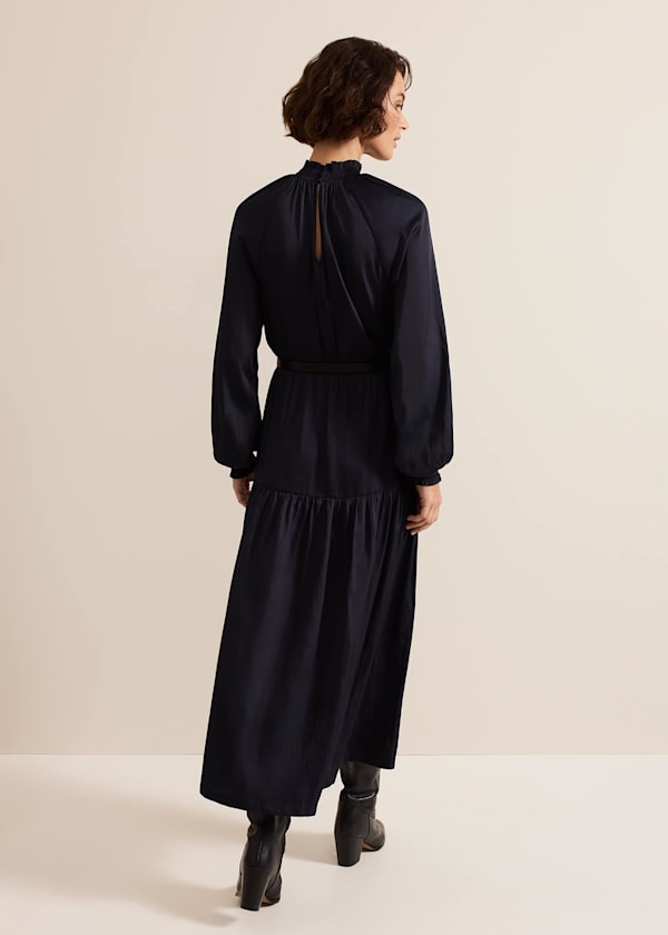 Ornella Navy Satin Dress