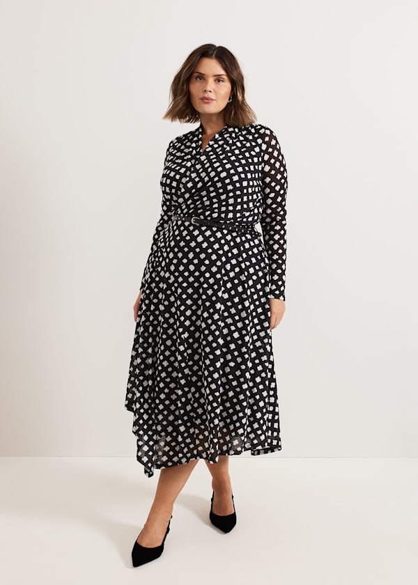 Caitlin Black Printed Mesh Dress