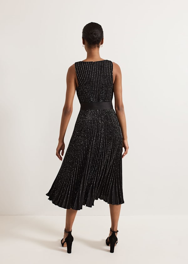 Keleche Glitter Pleat Dress
