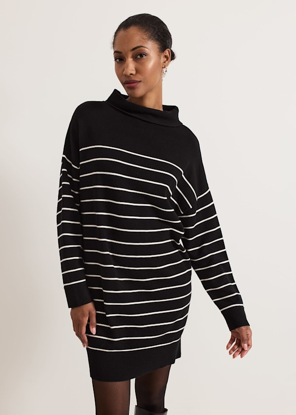 Skylar Stripe Funnel Neck Jumper Dress