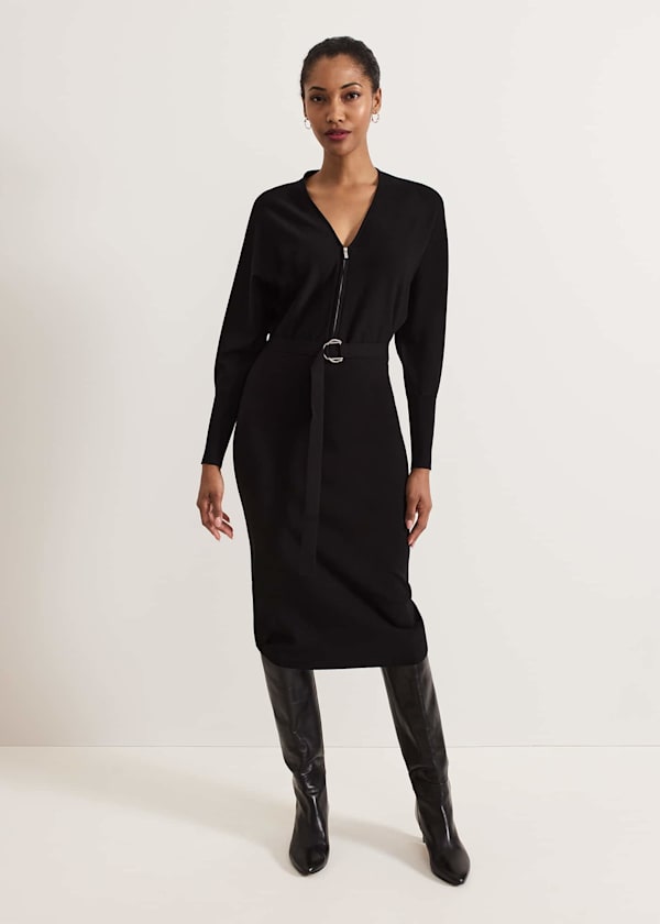 Dixie Batwing Zip Belted Dress