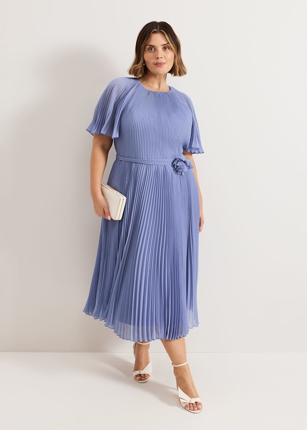 Kathleen Pale Blue Pleat Dress