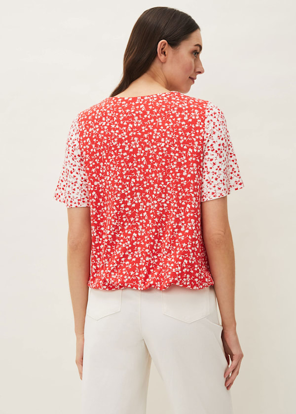 Ebony Ditsy Floral Wrap Top