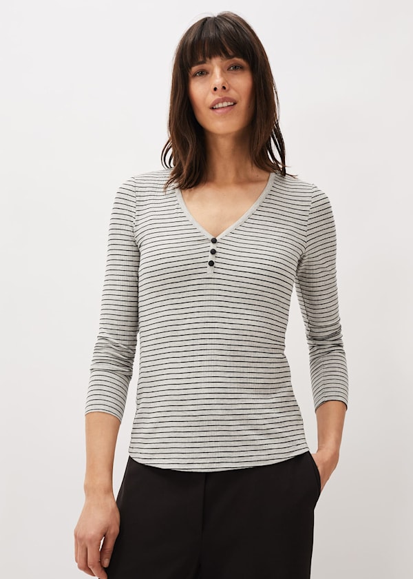 Siona Stripe Ribbed Jersey Top