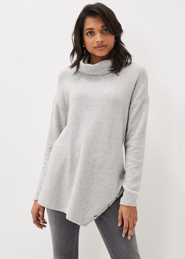 Nico Asymmetric Textured Jersey Top