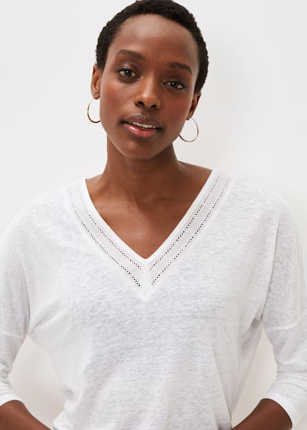Kaitlyn V Neck Linen Top