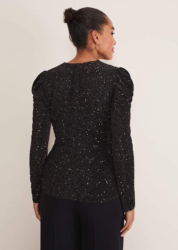 Alinna Shimmer Wrap Top