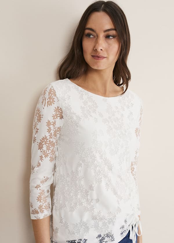 Mariella Floral Burnout Top