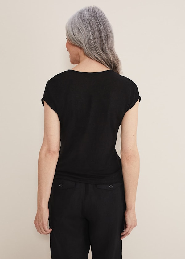 Reyna Linen Tie Front Top