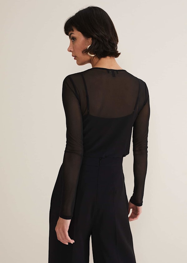 Eleena Black Mesh Top