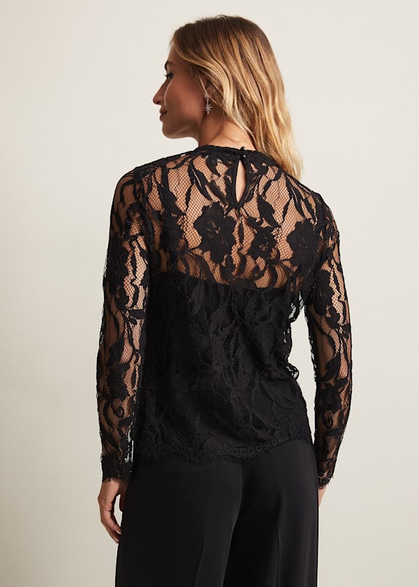 Lara Black Lace Top