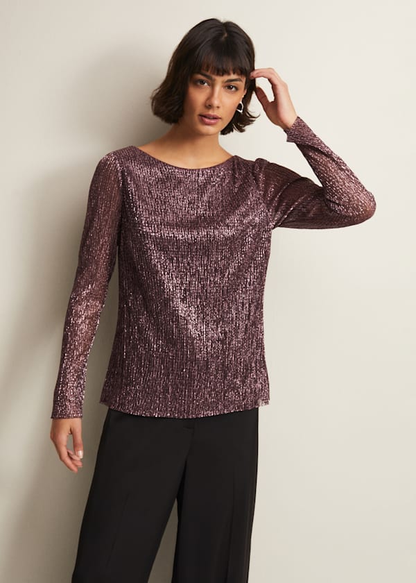 Alix Sparkly Plisse Top