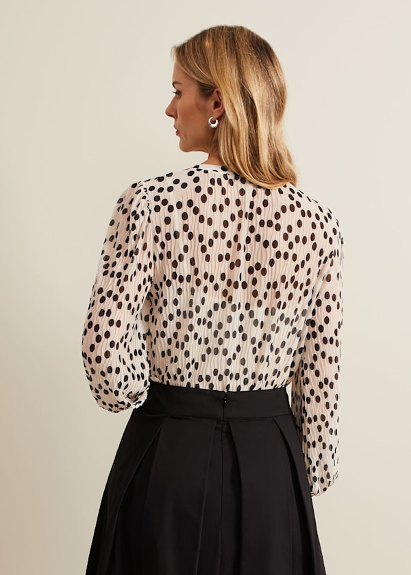 Sophia Spot Textured Mesh Top