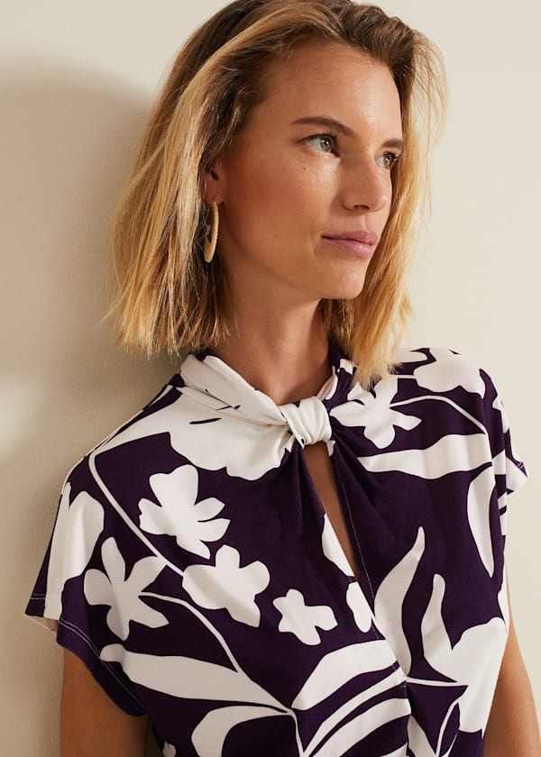 Farley Floral Twist Neck Top