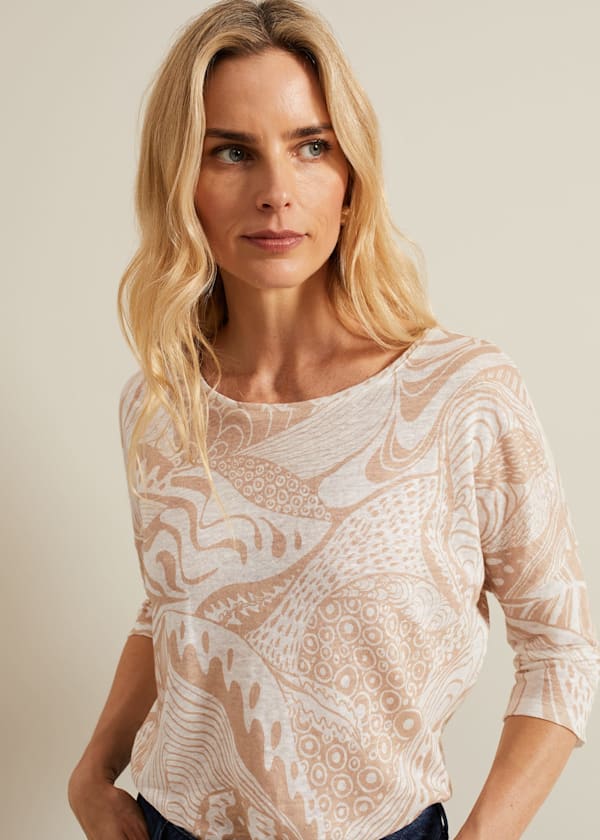 Nori Printed Linen Top