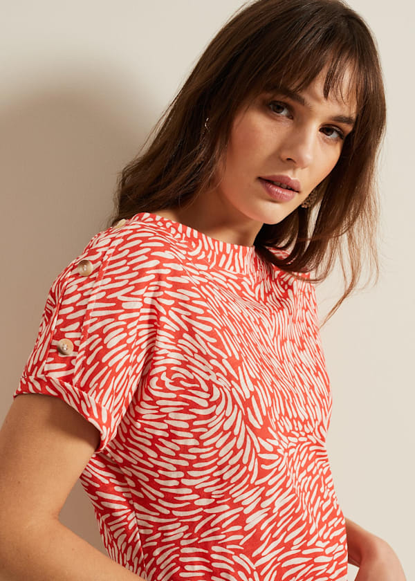 Suzie Button Detail Printed Top