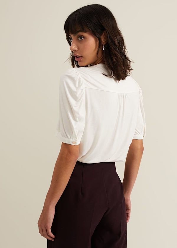 Joanne Jersey Woven Detail Top