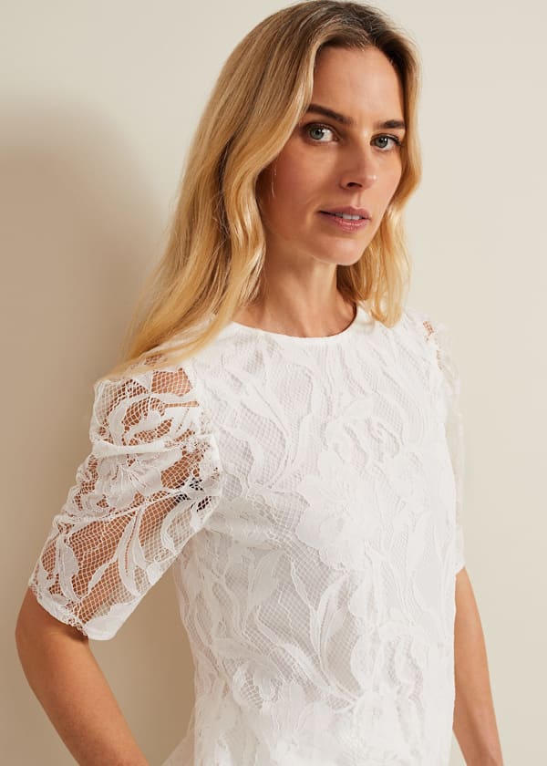 CONTRAST PIPING RUFFLED BLOUSE - Ecru