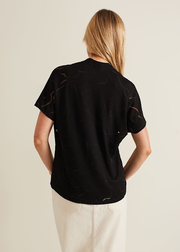 Linda Linear Leaf Burnout Top