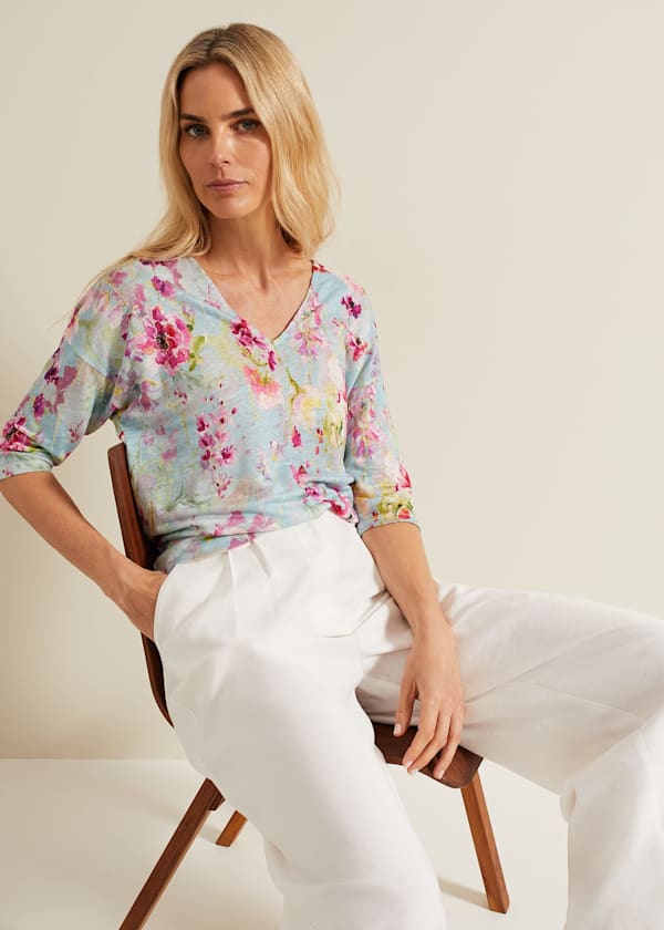 Flossie Floral Linen Top