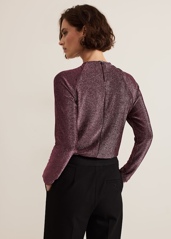 Stella Twist Neck Shimmer Top