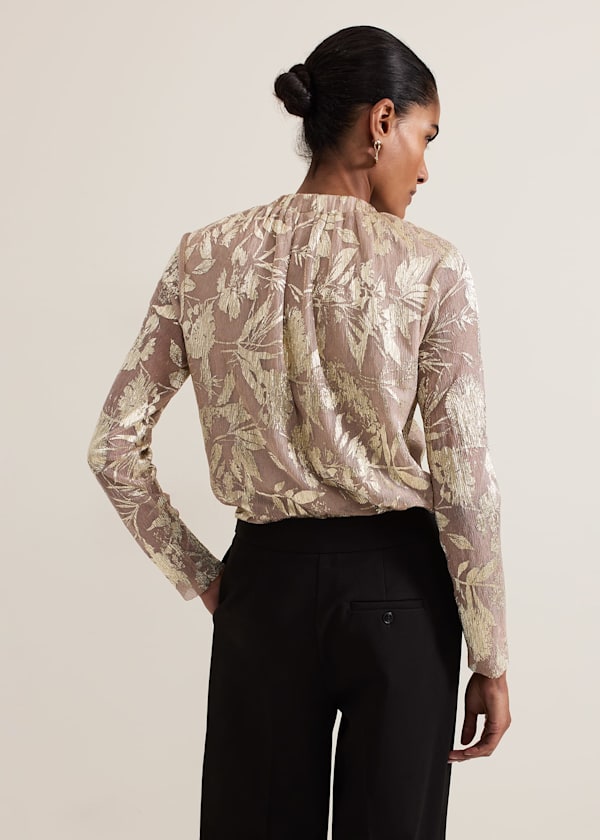 Pippa Floral Printed Plisse Top