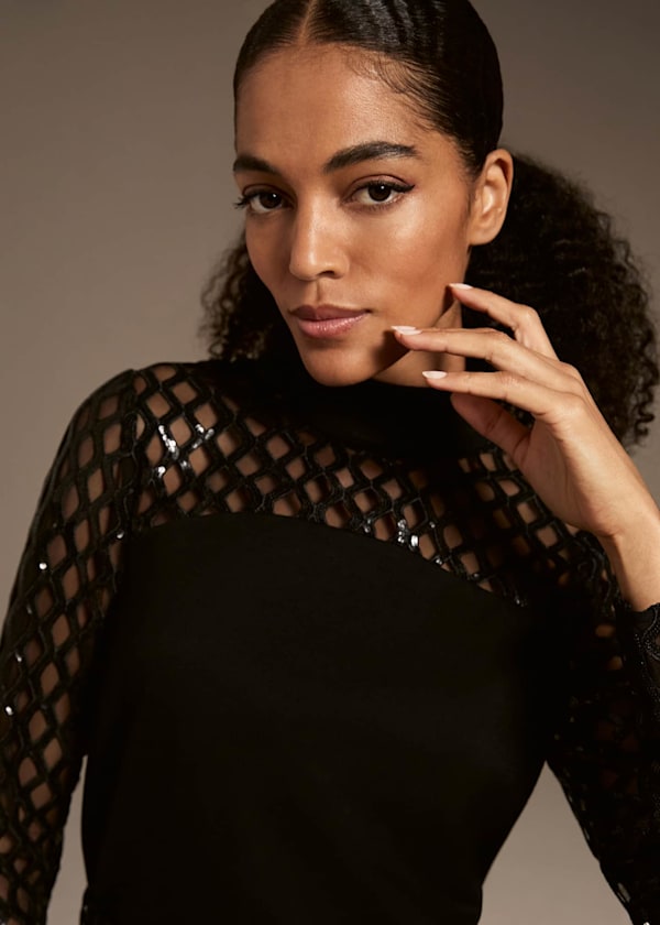 Nicole Sequin Mesh Top