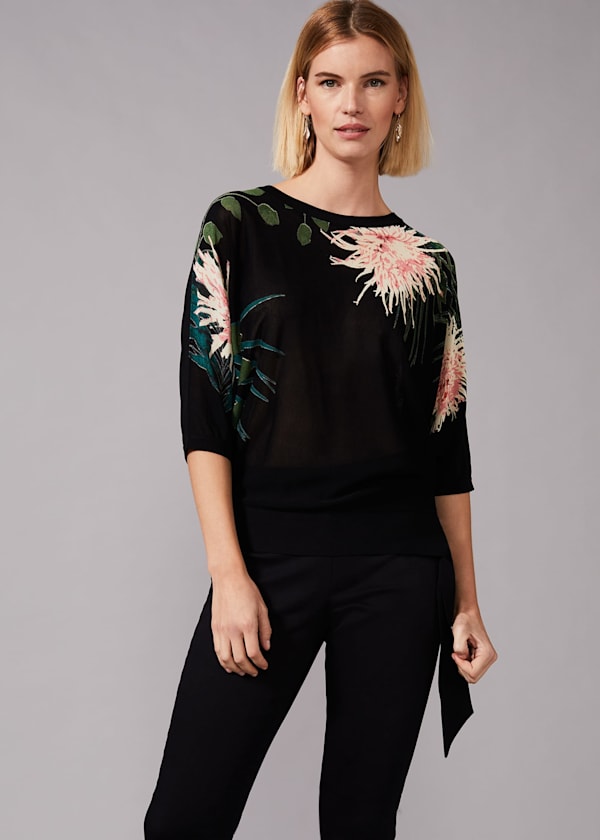 Breanna Floral Tie Side Knit Top