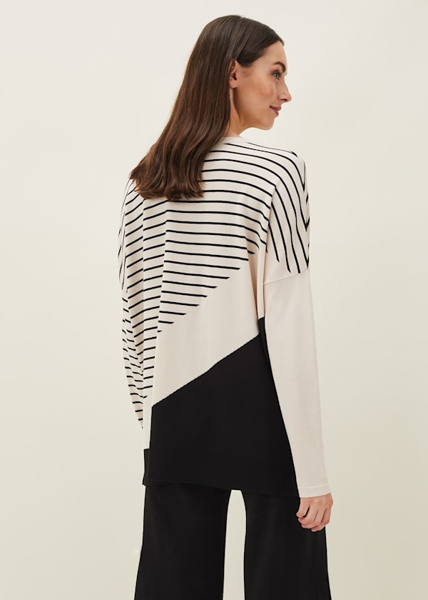 Belsa Stripe Colourblock Fine Knit Jumper