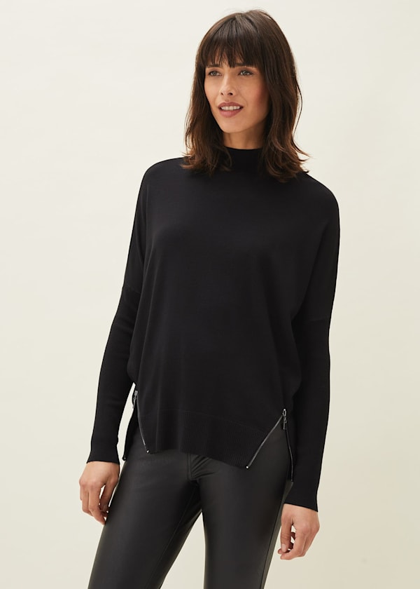 Skylar Roll Neck Zip Hem Jumper