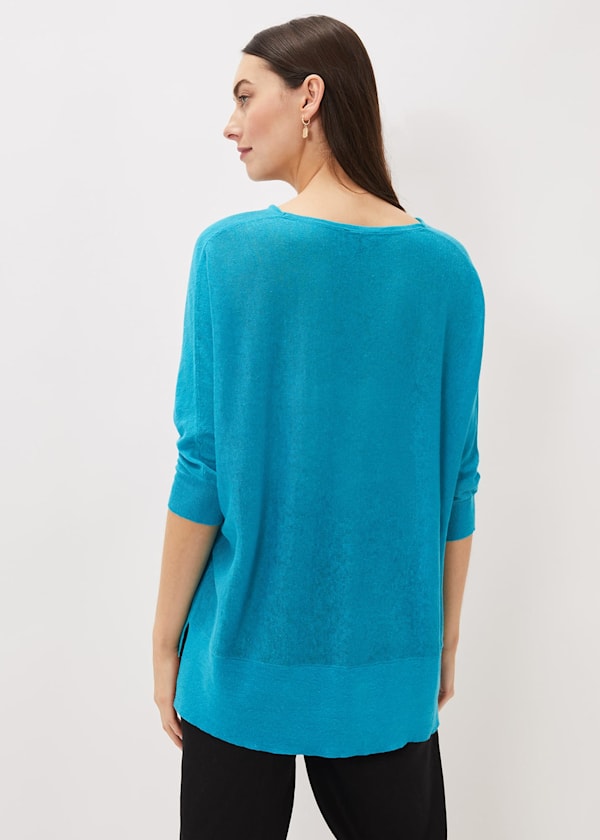 Clare Linen Cowl Neck Fine Knit Jumper