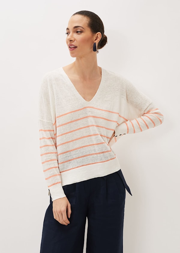 Kisty Linen Stripe Fine Knit Jumper