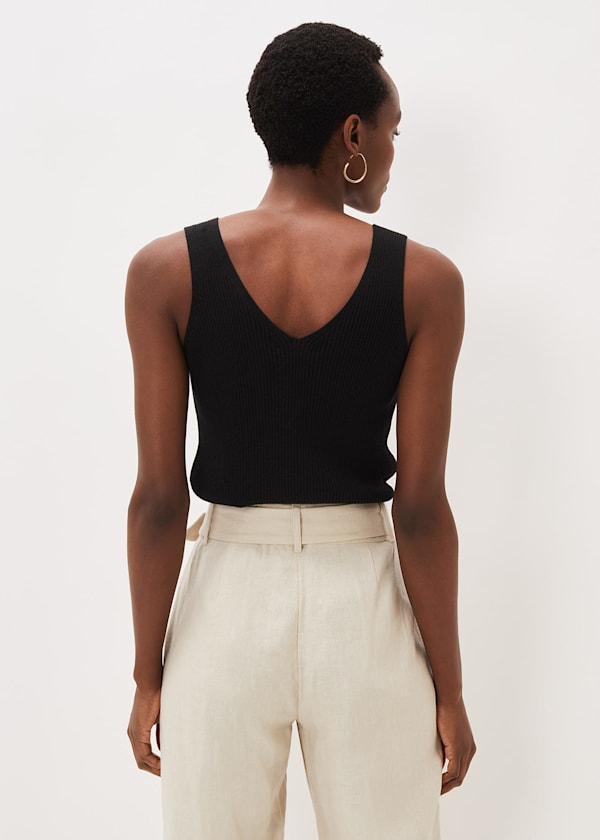 Celine Ribbed Button Vest Top