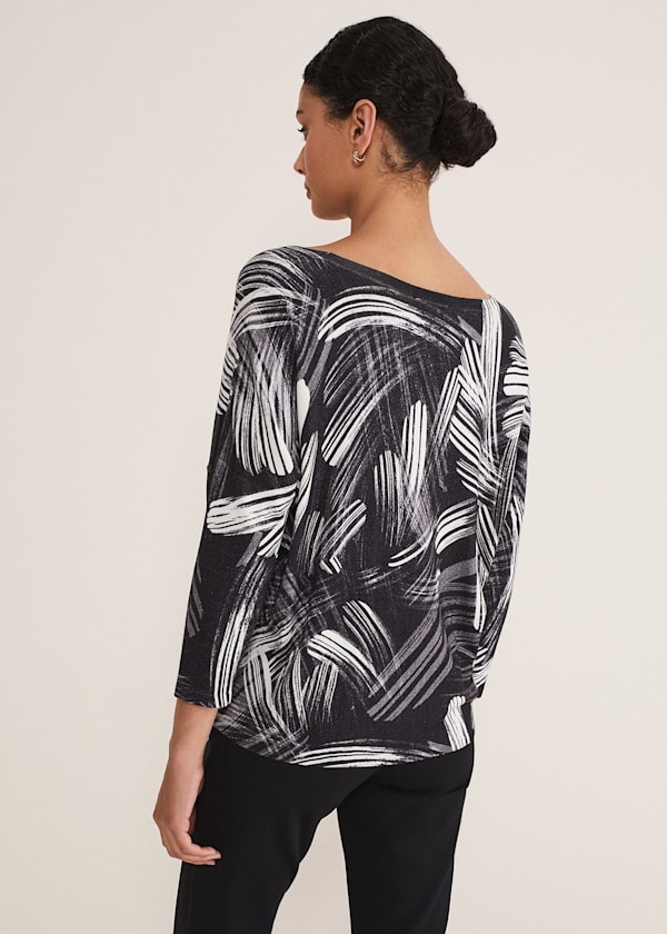 Adara Linear Zip Neck Print Jumper