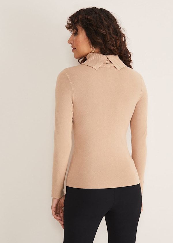 Ottilie Button Detail Roll Neck Knit
