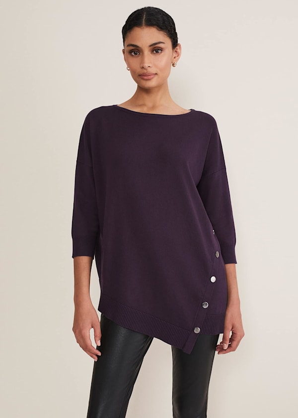 Leoni Asymmetric Button Trim Jumper