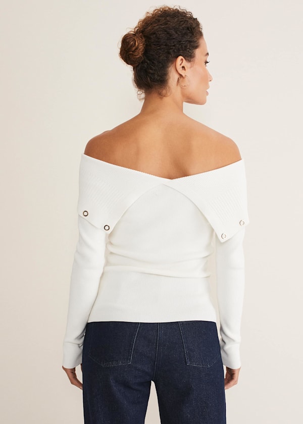 Mirelle Bardot Embellished Knit