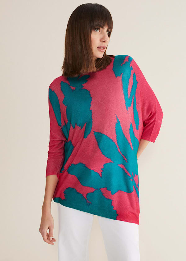 Madison Printed Asymmetric Hem Jumper