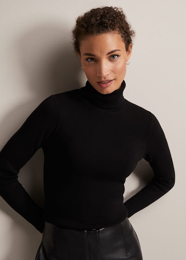 Gwyneth Black Roll Neck Jumper