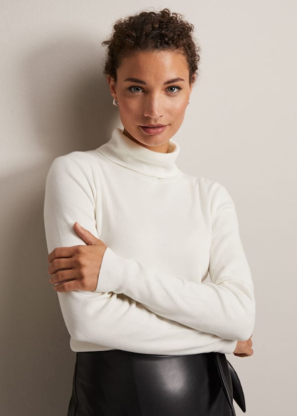 Gwyneth Ivory Roll Neck Jumper