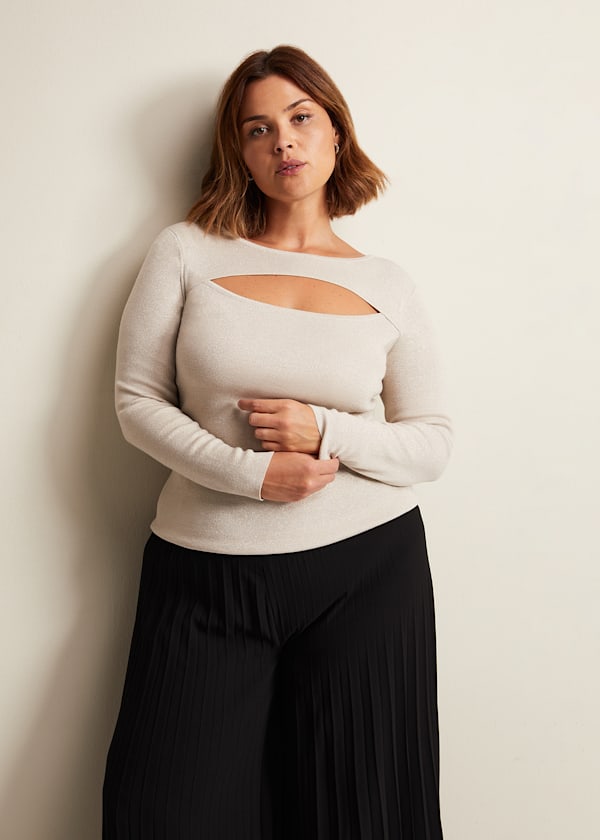Ciara Cut Out Shimmer Knitted Top