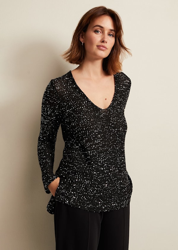 Juanna Sequin Knitted Top