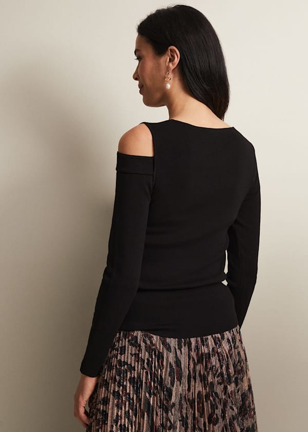 Wren Black Cut Out Knitted Top