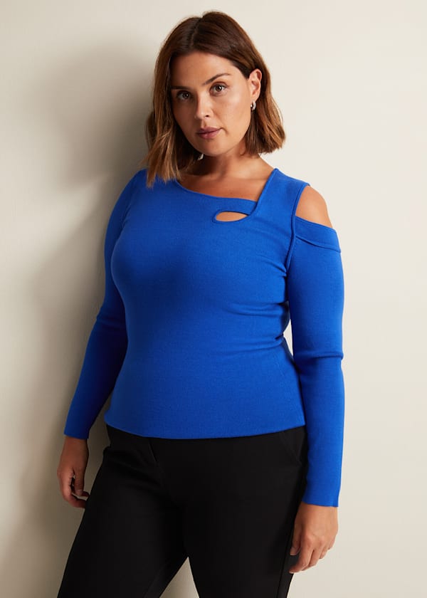 Wren Blue Cut Out Knitted Top