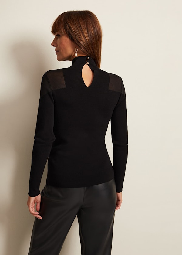 Amiee Sheer Cold Shoulder Knit Panel Top