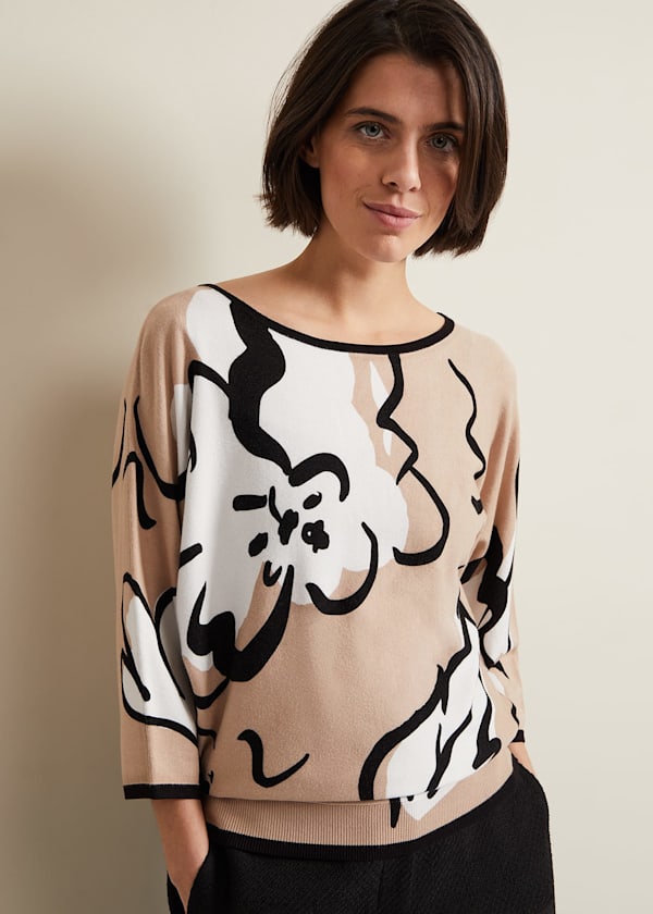 Laurie Ink Floral Knitted Top