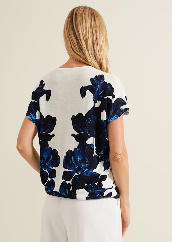Mia Floral Print Linen Knit Top